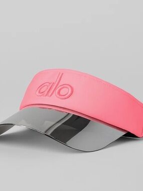 Alo Pink Visor with Silver Mirrored Brim